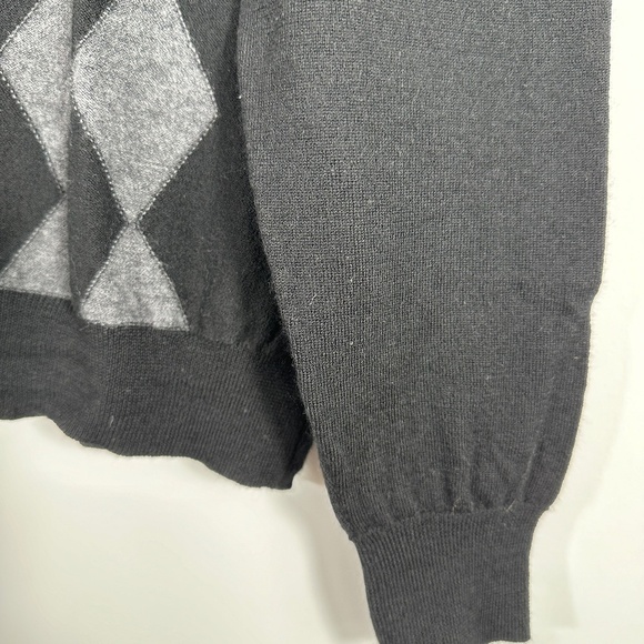 Davis & Squire Men's Size XXL Extra Fine Merino Wool Black Argyle Sweater - Picture 4 of 10